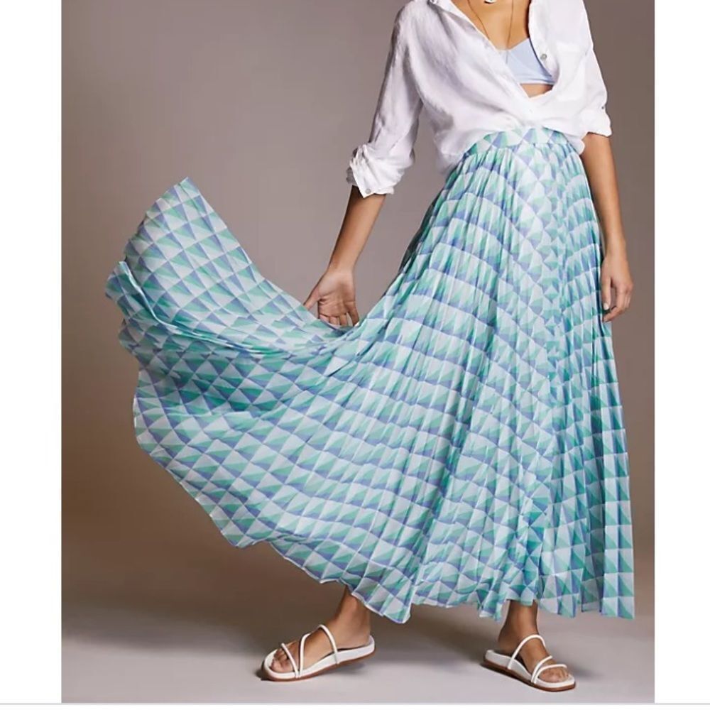 Anthropologie x Pankaj & Nidhi Pleated Maxi Skirt size M